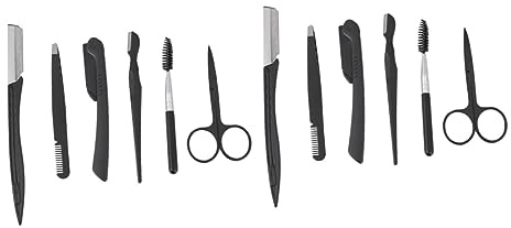 FRCOLOR 12stücke Teiliges Edelstahl Augenbrauen Trimmer Set Faltbare Rasierer Schere Bürste Und Kamm Für Präzise Augenbrauenpflege Tragbar Und Leicht Für Unterwegs