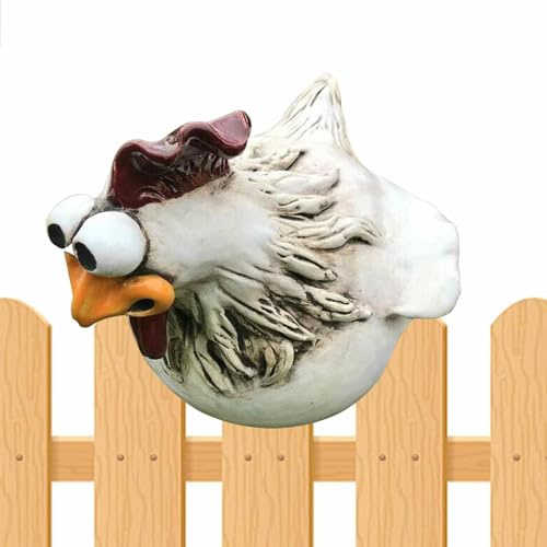 Zasdvn Huhn Deko Garten Keramik, Lustige Hahn Gartenstatue Kunstharz Statuen Deko Hühner Figuren Gartenstecker Tiere Dekoration Außen Den Außenbereich Dekorative Pfähle Hof Kunstskulpturen