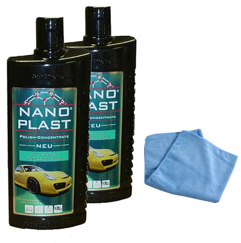 Nano-Plast Autopolitur inkl. Mikrofaser Poliertuch Langzeitschutz Hochglanzversiegelung für die Lackpflege - 500 ml (2-tlg.)