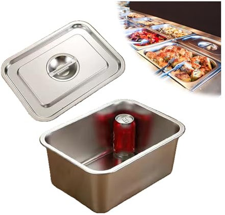 NJDQFA Lebensmittel Lagern Behälter,Stapelbar Gastro Behälter Mehrweg, Rechteckig Edelstahl Gastronomiebehälter,32 * 22cm,20cm