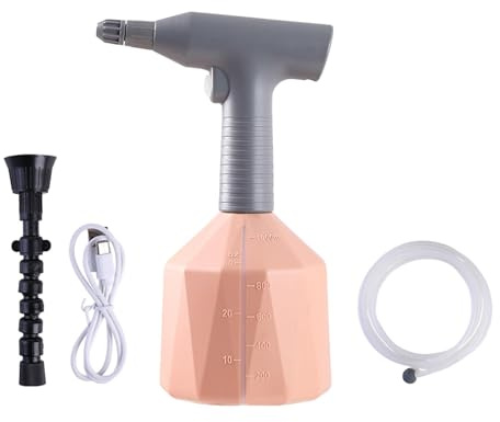 Regadera Eléctrica De Mano - Botella Pulverizadora Automática De 1 Litro con Tubería De Agua De 8,2 Pies | Regadera con Pilas | Botella Pulverizadora Recargable: Pulverizador con Pilas