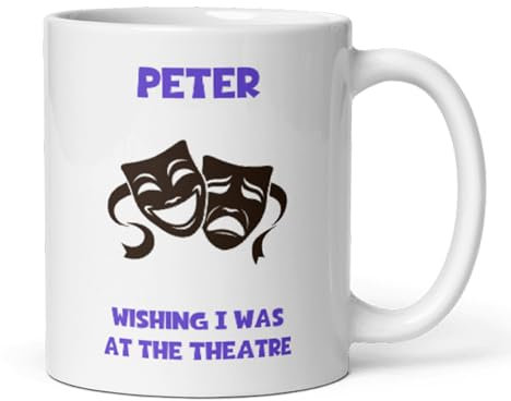 Confidently Quirky - Personalised Wishing I Was At The Theatre White Mug, Funny Secret Santa Theatre, Colleague Theatre Gift, Birthday Loves Theatre Cup, Actor Gift