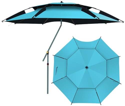 Ombrellone da Pesca Ombrellone da Spiaggia Anti UV parasole portatile ombrellone pieghevole da Balcone Impermeabile con ancoraggio di sabbia(240cm)