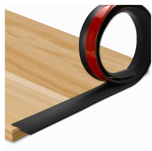 Selbstklebend Vinyl - Übergangsleiste - PVC Abschlussprofil - Bodenleiste - Türschwelle - Abdeckleiste - Laminate Profile Flooring Edge Trim for Floor Partitions(Black,16.4ft x 1.38in)
