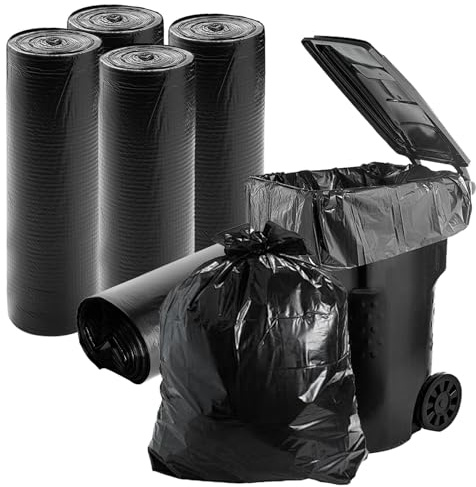 MUXHEL 50 Stück 150 Liter Müllbeutel, 110 x 130cm müllsäcke, Schwerlast-Müllsäcke, Mülltüte, Müllsack Extra Stark, für Hausmüll Büro - Schwarz