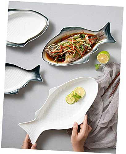 Food Serving Tray,Japanese Sushi Plate Au Gratin Dish Fruit Decor Ceramic Fish Dish Plate Fish Dish Tray Fish Dinner Plates Ceramic Turkish Snacks Fish Pan Cake Seafood Mixing Bowl Banquet