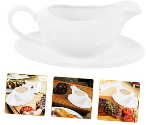 Cabilock Salsera De Cerámica Para Restaurante Salsera Con Asa Para Servir Salsa, Dip o Aderezo Para Uso Cocina o Mesa Estilo Europeo