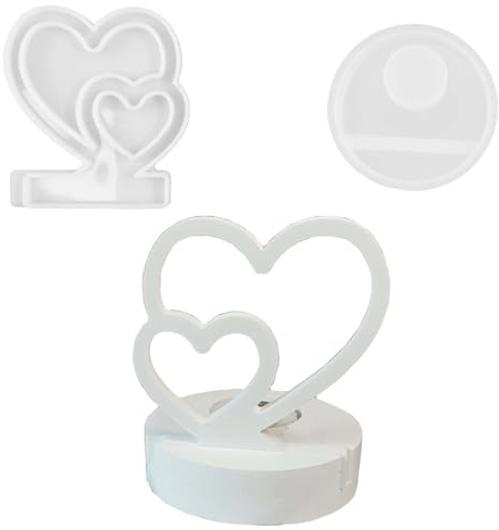 2 moldes de silicona TREABEAR, moldes de silicona con forma de corazón, forma de corazón con base, moldes de silicona para el día de San Valentín, corazón, portavelas, soporte de silicona para velas