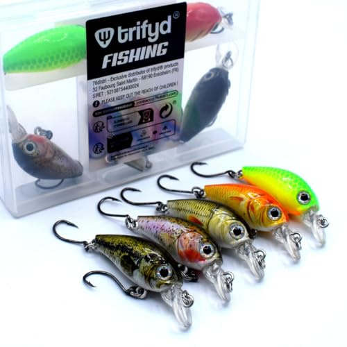 trifyd ® - Poisson Nageur Truite Cranckbait 4cm, Trout Box V2, Le Pack de 5 leurres de pêche