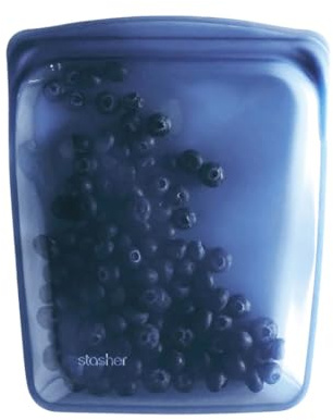 Stasher Sacs de rangement en silicone de qualité supérieure - Deep Ocean - Passe au micro-ondes, au lave-vaisselle, au four et au congélateur - Sans BPA - Anti-fuite - 1,9 l
