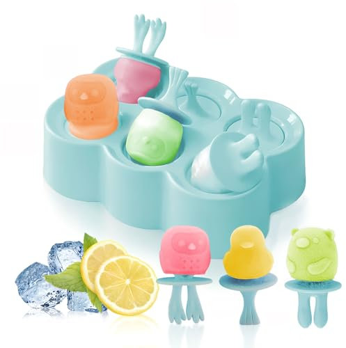 Eisformen Kinder, Shyllin 6 Eisform Silikon BPA Frei, Eis am Stiel Formen, Wiederverwendbar Eisförmchen Popsicle Formen, Eislutscher Formen Klein, Eis Selber Machen Formen Kinder (Blau)