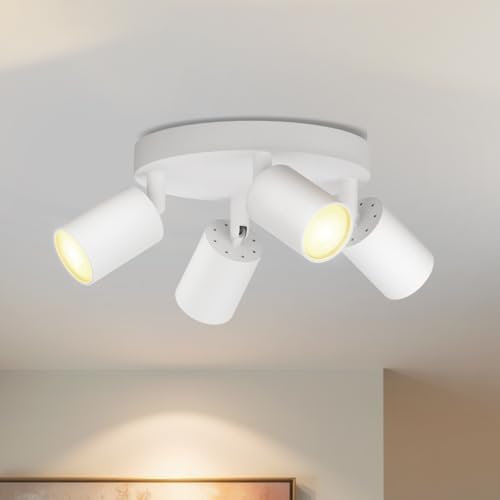 LVWIT White Ceiling Light,Kitchen Lights Ceiling,Light Fittings Ceilings,4 Way Ceiling Spotlight Fitting,GU10 Base Spot Lights for Kitchen Lounge Bedroom Dining Room(Bulb Not Included)