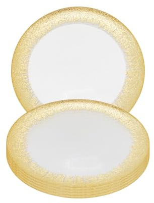 Event Decor Shop Charger Plate Clear Glass with Gold Trim - 6pcs | Perfect for Weddings, Parties, and Home Dining, Decorative and Affordable Clear Charger Plates for Event Table Decor