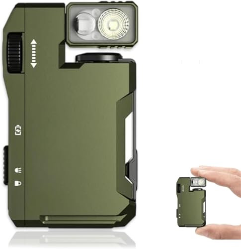 Flashlight Rechargeable, 3 Modes 400 Lumens EDC Dual Light Flashlight with RGB, IP68 Waterproof, 180° Rotation, Portable Magnetic Keychain for Outdoor Emergency (Green)