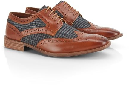Catesby Spey Premium läder herrskor brogues lättviktskomfort vadderade bröllop formella skor för män, Brun grå, 41.5 EU