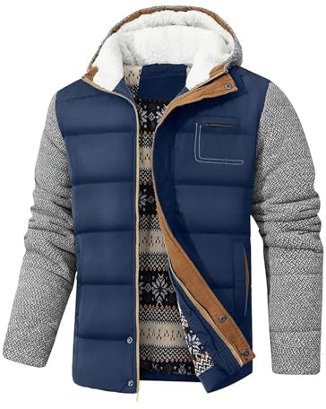 Zaitun Veste d'hiver pour homme Veste polaire chaude doublée Coupe-vent avec capuche Vestes d'extérieur coupe-vent Veste thermique matelassée