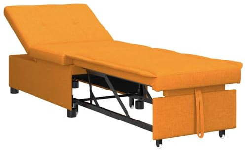 vidaXL Soffa med säng 3-i-1 utdragbar design i mörkgult tyg | Kompakt soffa som enkelt omvandlas, perfekt för gästrum och vardagsrum. Hållbar och robust ram. Avslappnat inomhusmöbel.