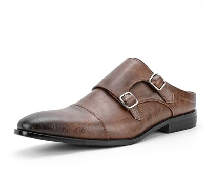 Hombres Zapatos Brogue Monk Zapatos Hombre Formal Negocio para Hombre Mules Mocasines para,Brun,42
