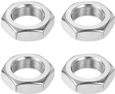 sourcing map Sechskantmuttern, M18 x 1 mm, 304 Edelstahl, metrisches Feingewinde, Sechskant-Sicherungsmuttern, 27 mm Breite, 9 mm Höhe, für Maschinen, Automobil, Industrie, 4 Stück
