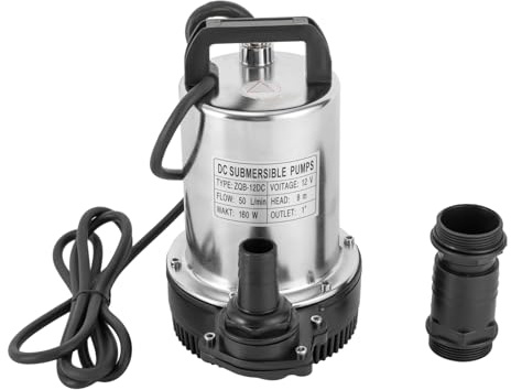 Submersible Water Pump, Dirty Water Pump, DC 12V 160W Pool Emptying Pump, 3000rpm Solar Water Pumps, with 3 Water Outlets, 26.25 FT Lift, for Garden Pond, Pool Draining, Water Lifting Projects
