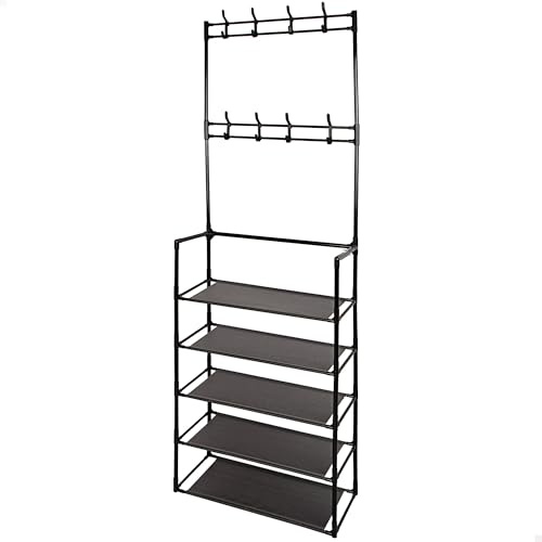AKTIVE MAX Home Armario Abierto, 60x25x173 cm, Peso máximo soportado 14 kg, con 5 baldas, 16 Perchas para Colgar, para Entrada, Dormitorio, Organizador de Ropa (18813)