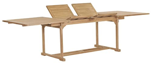 Mandloder Garten-Ausziehtisch 180-280x100x75 cm, Massivholz Teak, ausziehbar, mit Schirmloch, wetterfest, ideal für Terrasse, Balkon, Garten, langlebiges Outdoor Möbel