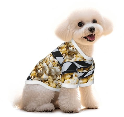 Cinema Movie Clapboard And Popcorn Printed Everyday Soft Cotton Dog Short Sleeve T-Shirt For Chihuahuas & Teacup Puppies & Small Dogs Breeds Stretchy Cat Outfit