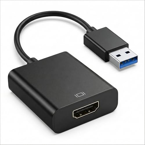 VertexOval Adaptador USB a HDMI, Convertidor USB 3.0 a HDMI 1080P con Audio, Fácil Instalación (Controlador Integrado), Compatible con Windows 11/10/8/7, para PC, Portátil, Monitor, Proyector