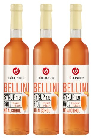 HÖLLINGER Bio Bellini Cocktailsirup Pfirsich, alkoholfrei, vegan, 3x500 ml