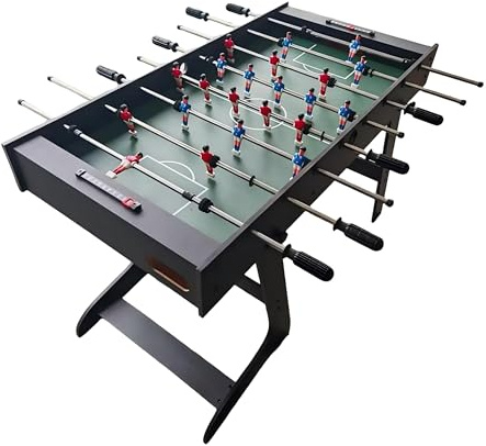 Relaxdays Mesa de futbolín abatible para niños y Adultos, 78x122x61cm, marrón Oscuro