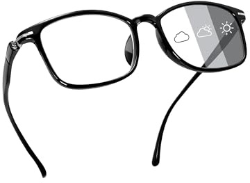 YuMiooAury Selbsttönend Distanz Brille Leichte Myopia Kurzsichtigkeit Photochromatische Fernsehbrille für Herren Damen 0.0 to -4.0
