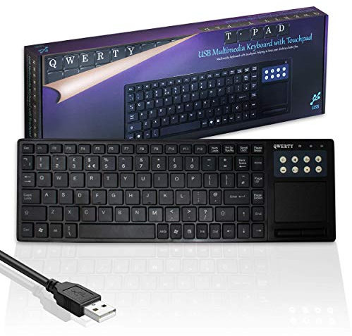 Wired USB Multimedia TPad Keyboard with Touchpad Mouse | All-in-One Touch Pad Design | UK QWERTY Layout | Precise and reliable Touchpad Scroll Direction-Controller | Plug and Play | iCHOOSE