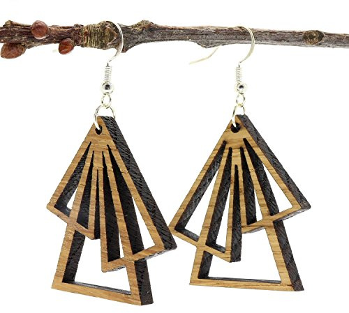 NaturSchatulle Holzschmuck Holzohrringe Triangle I natürliche Ohrhänger 925 Sterling Silber Ohrringe Holz Damen Ohrschmuck