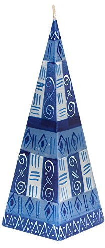 Kapula Grande Piramide Candela 'Blu e Bianco Design da 9 x 25 cm