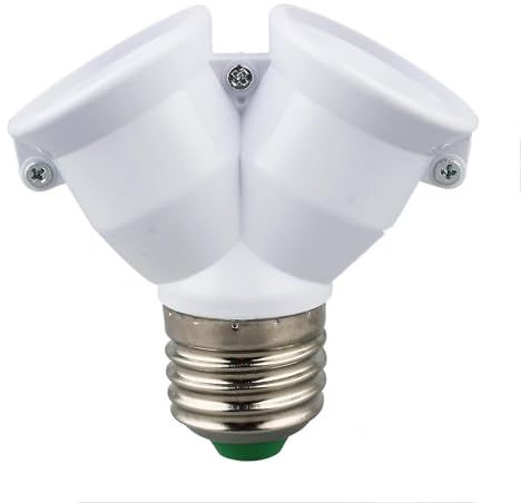 CABLEPELADO Casquillo de bombilla divisor E27 | Casquillo para lámparas doble | Divisor de bombillas LED | Carga máxima por casquillo: 15 W |2 Bombillas en 1 | Blanco