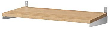 Regal Bambus 60 cm montiert Größe Breite: 60,0 cm Tiefe: 30,0 cm Dicke: 2,0 cm Material Ablage: Bambus Klarlack Acryl Lack Klar Klar Halterung: Edelstahl