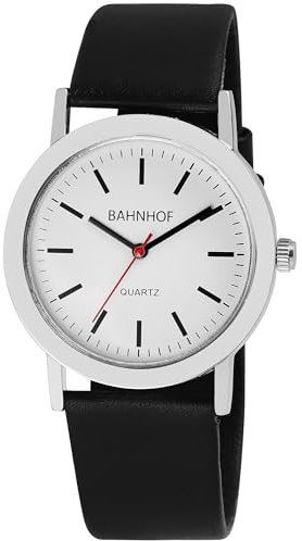 Bahnhof Armbanduhr Gut Ablesbare Bahnhofsuhr für Herren Damen Kunstleder Länge 24cm