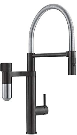 Franke 1200551242 120.0551.242 Vital Semi-PRO-Rubinetto da Cucina con Filtro ad Acqua, Nero Opaco/Acciaio Ottico, Noir Mat/Acier Optique