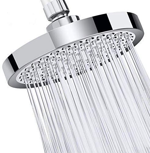 SIEYESCITY High Pressure Fixed Rainfall Shower Head - Adjustable Overhead Rain Shower Heads 6 inch - Large Round Waterfall Shower Top Spray Head - Replacement Chrome Showerhead Universal G1/2 Fitting