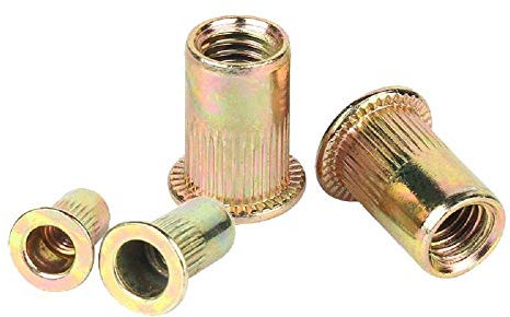 Farbe Zink Flachkopf-Blindnietmuttern, Flachkopfsäulenstreifen-Blindnietmuttern, gerändelte Mutter M3M4M5M6M8M10M12-M4 * 20