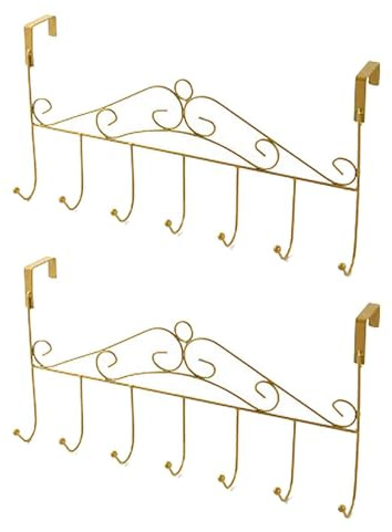 Eywlwaar Türgarderobe mit 7 Haken, schwer, dekorativ, Metall, für Zuhause, Hüte, Mäntel, Schlüssel, Taschen, Kleidung, Schals, Haken (goldfarben)