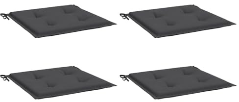 vidaXL Gartenstuhl Kissen 4 STK., Sitzkissen Outdoor Indoor, Stuhlkissen mit 2 Sätzen Schnüren, Stuhlauflage Sitzpolster, Anthrazit 50x50x3cm Oxford-Gewebe