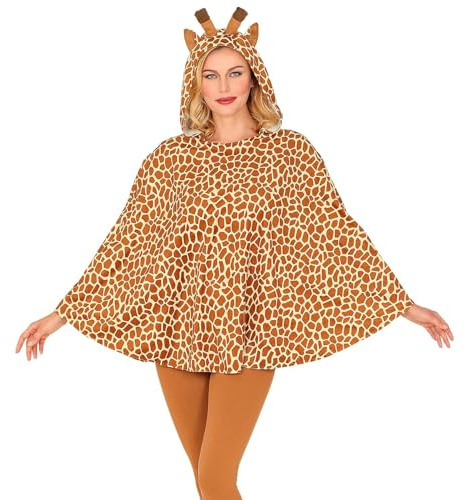 W WIDMANN MILANO Party Fashion - Poncho mit Kapuze, Tierkostüm für Erwachsene, Umhang für Karneval, Mottoparty