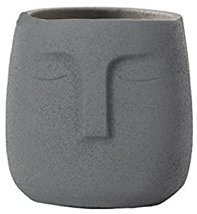 Cutfouwe Blumentopf Keramik Groß(14 * 14 cm) Beton Menschlichem Kopf Gesicht Vase Saftige Planter Moderne Kreativer Home Desktop Dekoration,Dark Gray