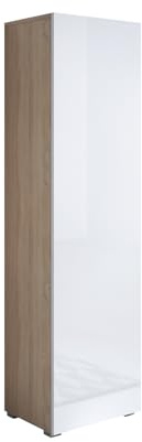 MB Muebles Bonitos, Armario con Patas 2 cm Luke V4 para Salón o Comedor Moderno, Mueble Modular de Melamina Mate y Brillo, Color Sonoma y Blanco, 40x167x29 cm