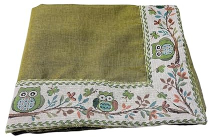 Corredocasa Copritavolo Tovaglia in Tela di Alta qualità Tessuto Gobelin con Gufetti Ideale per Casa Tavolo da Pranzo Cucina Stile Elegante Resistente Made in Italy(Verde, 12 Posti 140x240)