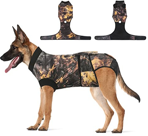 Jiupety Hunde-Genesungsanzug, verstellbar, Body für Bauchwunde nach Operationen, Ersatz für E-Halsband, Größe 3XL, Anti-Lecken, chirurgischer Einteiler, Batikfärbung
