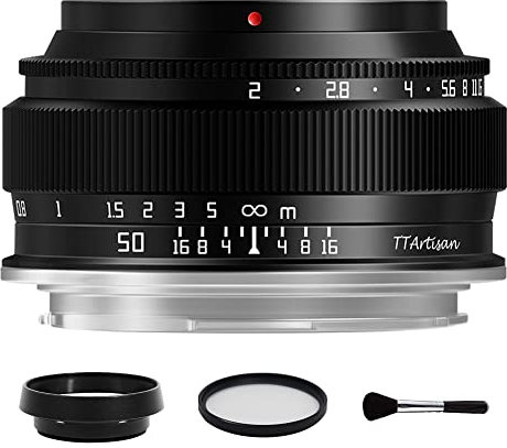 TTArtisan 50mm F2 Full Frame Large Aperture Manual Portrait Lens for Sony E Mount Mirrorless Camera A5500 A6000 A6300 A6400 A7C A7MIII A7MIV A7RIII A9 NEX-3 NEX-3N NEX-5 NEX-5R