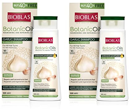 2 x Vitlöksschampo 500 ml Bioblas, luktfri, mot håravfall för kvinnor och män, ekonomipaket