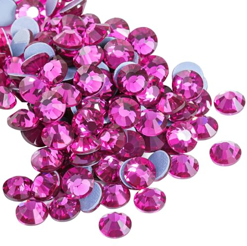 Beadsland Hotfix Strasssteine für textilien,Fuchsie,SS20/1440pcs,4.6-4.8mm | Lila Strasssteine,Glasmaterial,für Kleidung,Kunsthandwerk,Basteln Dekoration